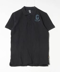 「G-STAR RAW」 ワンポイント半袖ポロシャツ S ブラック メンズ