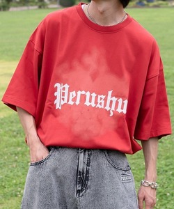 「Perushu」 半袖Tシャツ LARGE レッド メンズ