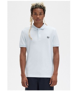 「FRED PERRY」 半袖ポロシャツ L ライトブルー メンズ