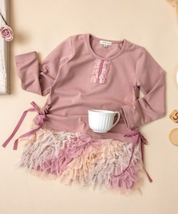 「panpantutu」 「KIDS」長袖ワンピース LARGE スモークピンク キッズ