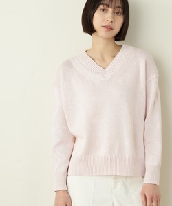 「human woman」 Vネックニット MEDIUM ピンク レディース