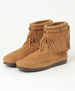 「Minnetonka」 モカシンブーツ 5 ベージュ レディース