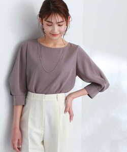 「NATURAL BEAUTY BASIC」 7分袖ブラウス MEDIUM チャコールグレー レディース