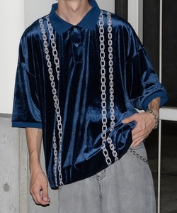 「Perushu」 半袖ポロシャツ LARGE ネイビー メンズ