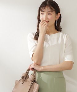 「NATURAL BEAUTY BASIC」 半袖ブラウス LARGE オフホワイト レディース