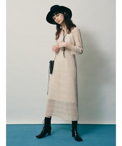 「LILY BROWN」 7分袖ワンピース ONE SIZE ベージュ レディース