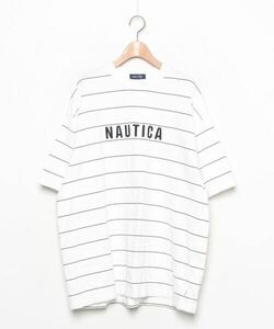 「NAUTICA」 ボーダー柄半袖Tシャツ X-LARGE ホワイト メンズ