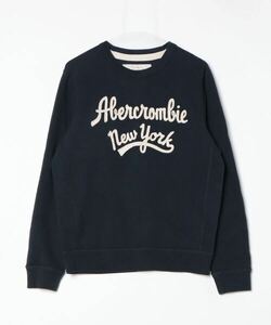 「Abercrombie&Fitch」 刺繍スウェットカットソー S ネイビー レディース