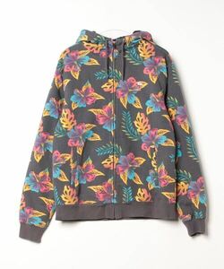 「Quiksilver」 花柄ジップアップブルゾン L グレー メンズ