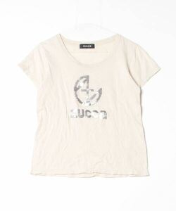 「ZUCCa」 ビジュー半袖Tシャツ M ベージュ レディース