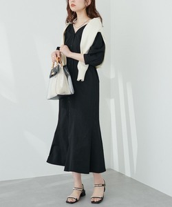「natural couture」 7分袖ワンピース MEDIUM ブラック レディース