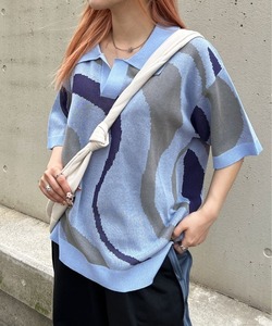 「sedacle」 半袖ニット LARGE ブルー メンズ