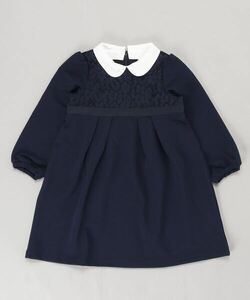 「green label relaxing」 「KIDS」長袖ワンピース 135 ネイビー キッズ