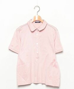 「Aquascutum」 チェック柄半袖ポロシャツ 8S ピンク レディース