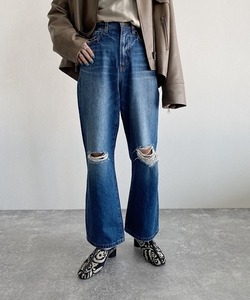 「JEANASIS」 加工ブーツカットデニムパンツ SMALL ブルー レディース