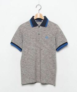 「FRED PERRY」 ワンポイント半袖ポロシャツ S グレー メンズ