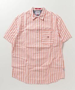 「TOMMY JEANS」 半袖シャツ SMALL オレンジ メンズ