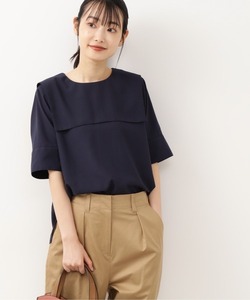 「NATURAL BEAUTY BASIC」 半袖ブラウス MEDIUM ネイビー レディース