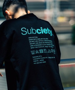 「Subciety」 半袖Tシャツ MEDIUM ブラック×ブルー メンズ