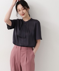 「NATURAL BEAUTY BASIC」 半袖ブラウス MEDIUM チャコールグレー レディース