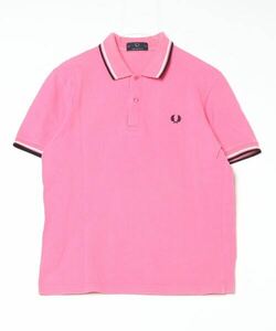 「FRED PERRY」 ワンポイント半袖ポロシャツ 38 ピンク メンズ