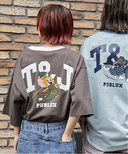 「TOM&JERRY」 半袖カットソー MEDIUM チャコールグレー レディース