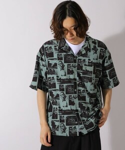 「FREAK'S STORE」 半袖シャツ MEDIUM オリーブ メンズ