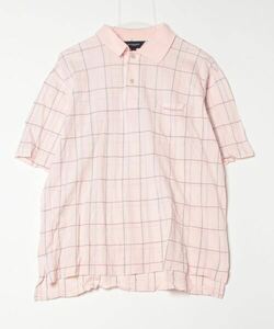 「BURBERRY GOLF」 チェック柄半袖ポロシャツ L ピンク メンズ