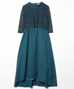 「Lace Ladies」 7分袖ワンピース X-LARGE ブルーグリーン レディース