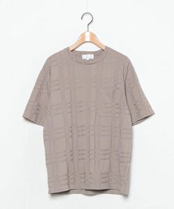 「ABAHOUSE」 チェック柄半袖Tシャツ 46 ベージュ メンズ