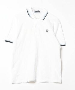 「FRED PERRY」 刺繍半袖ポロシャツ 42 ホワイト メンズ