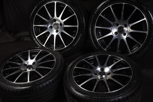 ★バリ山 205/45R16 ENKEI製アルミ ROADSTONE N8000 ラジアル アクアヴィッツスペイドｂBキューブノートマーチデミオフィット等