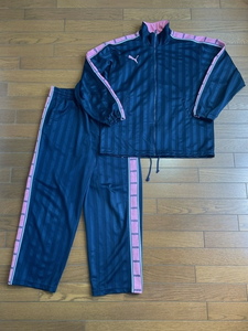 *PUMA Puma jersey setup top and bottom set S-M navy × pink Pooh ja-*USED