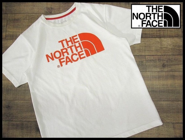 送無 G② 美品 THE NORTH FACE ノースフェイス NT31849 S/S SIMPLE LOGO TEE 半袖 シンプル ロゴ Tシャツ カットソー クルーネック 白 L