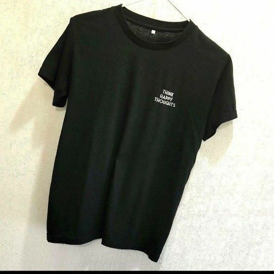 【シンプル】　プリントTシャツ　ブラック　半袖　Tシャツ　トップス