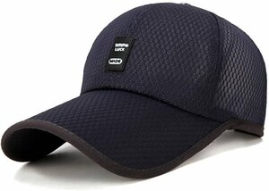 キャップ メンズ メッシュ通気構造 軽量 速乾性熱中症対策 速乾性 帽子 通気性抜群 UVカット メッシュキャップ 野球帽 -ネイビー