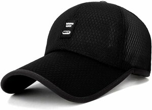 キャップ メンズ メッシュ通気構造 軽量 速乾性熱中症対策 速乾性 帽子 通気性抜群 UVカット メッシュキャップ 野球帽 -ブラック
