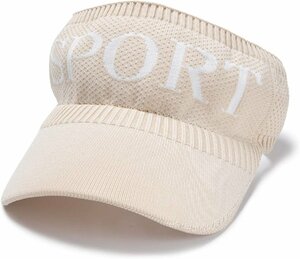 帽子 レディース サンバイザー ゴルフ 日焼け防止 ジョギング 帽子 吸汗速乾 UVカット 紫外線対策 軽量-クリーム