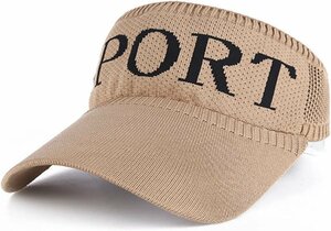 帽子 レディース サンバイザー ゴルフ 日焼け防止 ジョギング 帽子 吸汗速乾 UVカット 紫外線対策 軽量-ベージュ