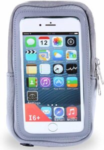  smartphone arm pouch 6 -inch correspondence waterproof earphone hole arm band running bag jo silver g. sweat ventilation light weight adjustment possible - gray 