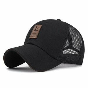 キャップ メンズ 帽子 メッシュ メンズ 無地 帽子 通気性 UVカット 紫外線対策 日よけ 野球帽 登山 釣り ゴルフ 運転-ブラック+コーヒー