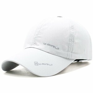 キャップ メンズ スポーツ帽子 ランニングキャップ 速乾 軽薄 野球帽 UPF50+ UVカット 日よけ 紫外線対策 調節可能 -ホワイト