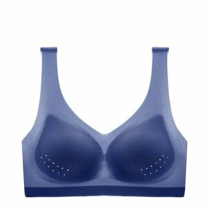 ナイトブラ ノンワイヤーブラ 無縫製シームレスブラ 美乳ブラ 脇高垂れ防止 ブラジャー 3Dカップ 脇肉補正 胸補正睡眠ネイビー size-XL