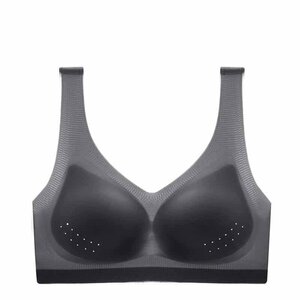 ナイトブラ ノンワイヤーブラ 無縫製シームレスブラ 美乳ブラ 脇高垂れ防止 ブラジャー 3Dカップ 脇肉補正 胸補正睡眠ブラック size-L