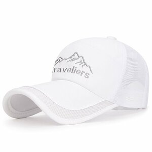 キャップ メンズ 帽子 メッシュ キャップ スポーツ ランニング UVカット速乾 軽薄 つば長 紫外線対応-ホワイト