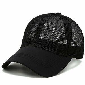 キャップ メンズ 帽子 最新版メッシュ通気構造UVカット速乾 通気性抜群 日焼け防止 紫外線対策 野球帽スポーツ帽子 -ブラック