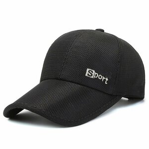 キャップ メンズ 帽子 メッシュ通気構造 UVカット帽子 通気性抜群 日焼け防止 紫外線対策 野球帽スポーツ帽子 UPF50+ 夏-A-ブラック