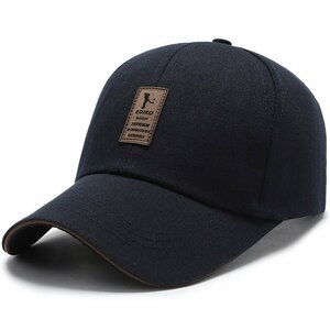 キャップ メンズ 帽子100%コットンUVカット99％紫外線対策 日焼け防止 熱中症対策 野球帽 登山 スポーツ 調整可能-ネイビー