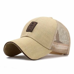 キャップ メンズ 帽子 メッシュ メンズ 無地 帽子 通気性 UVカット 紫外線対策 日よけ 野球帽 登山 釣り ゴルフ 運転 ランニング-ベージュ