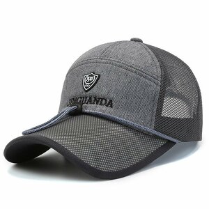 帽子 キャップ メンズ 通気性キャップメンズ 日よけ 野球帽 UPF50 UVカット 蒸れにくい 調整可能 吸汗速乾 ストラップ付き-ダックグレー